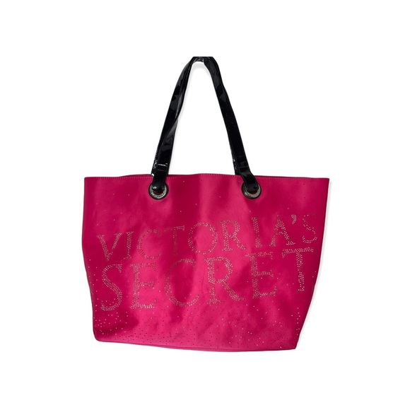 VICTORIA’S SECRET Pink Vintage Tote with Rhinestone Lettering - Picture 2 of 6